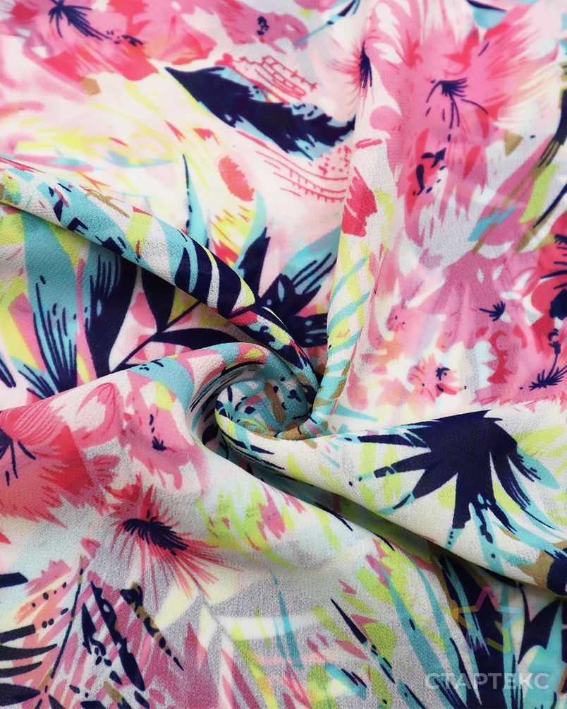Ультралегкое элегантное шифоновое платье с красивым принтом из искусственного шелка gauzy, ткань из 100 полиэстера арт. АЛБ-747-1-АЛБ001600309171034 2