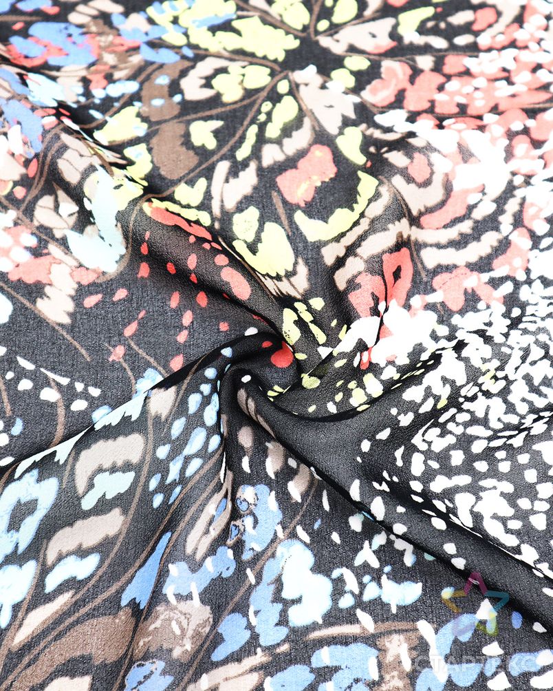 Ультралегкое элегантное шифоновое платье с красивым принтом из искусственного шелка gauzy, ткань из 100 полиэстера арт. АЛБ-747-1-АЛБ001600309171034