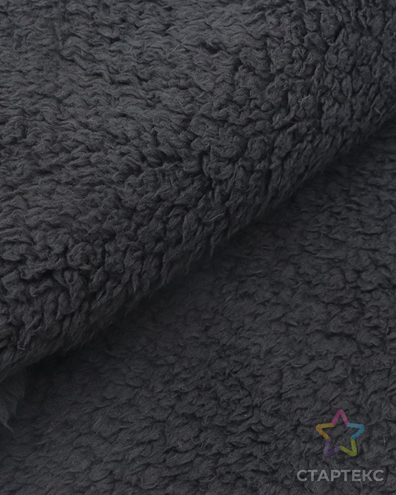 Оптовая продажа, в наличии, флисовая ткань черного цвета из переработанного 100% полиэстера Sherpa арт. АЛБ-832-1-АЛБ001600344411733 2