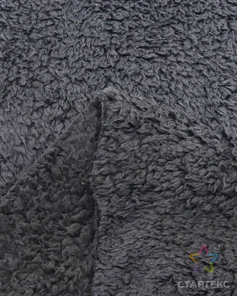 Оптовая продажа, в наличии, флисовая ткань черного цвета из переработанного 100% полиэстера Sherpa арт. АЛБ-832-1-АЛБ001600344411733 5