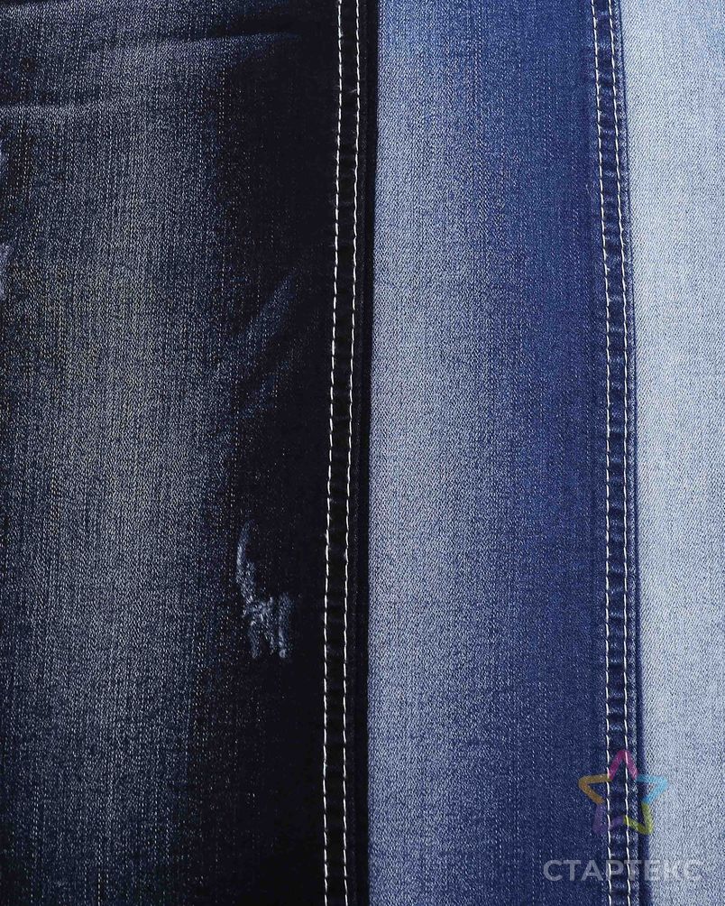Китайская дешевая хлопковая полиэфирная спандекс джинсовая стрейчевая ткань джинсовая ткань арт. АЛБ-834-1-АЛБ001600344878880