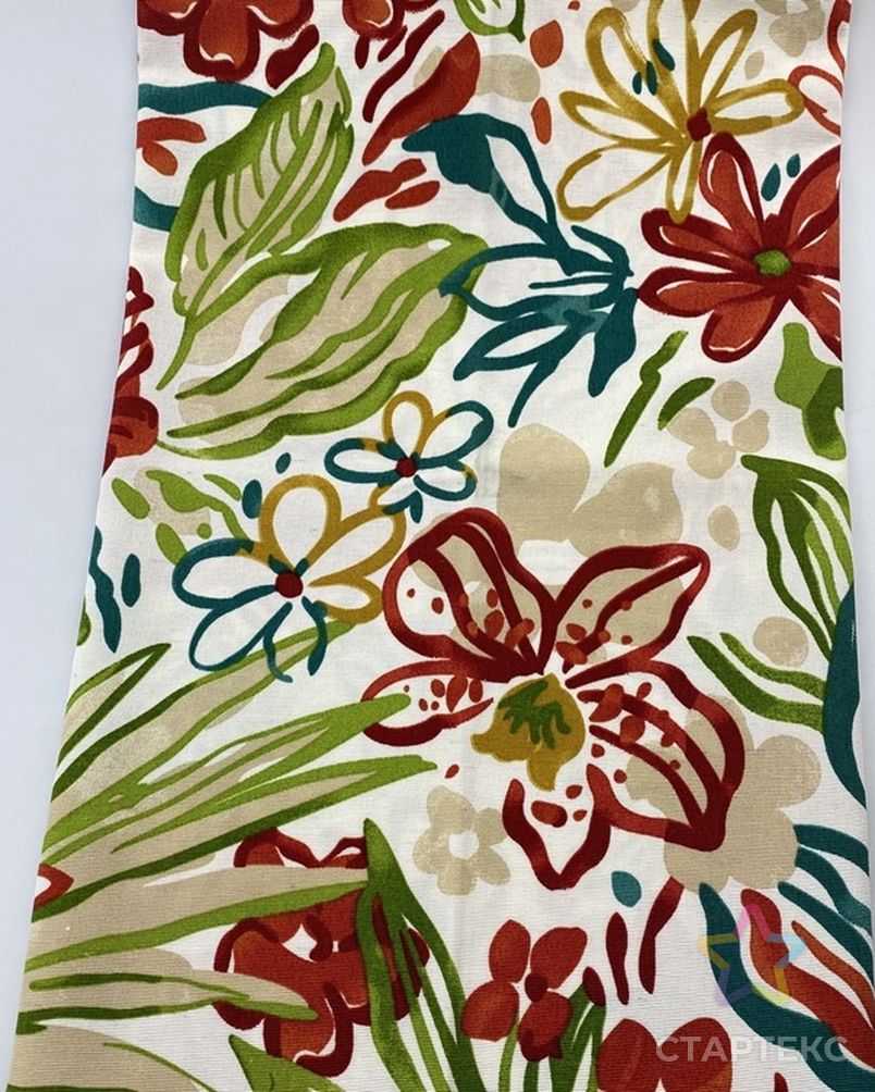 Абстрактная водостойкая полиэтиленовая хлопковая ткань для тоут-сумок с цветочным принтом на белом фоне tc 80/20 арт. АЛБ-896-1-АЛБ001600369392003 4