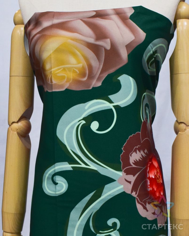 Индивидуальная цифровая печать 100 полиэстер материал роза большой цветочный дизайн мягкая ткань для лета Гавайская Женская юбка арт. АЛБ-1012-1-АЛБ001600409999933 6