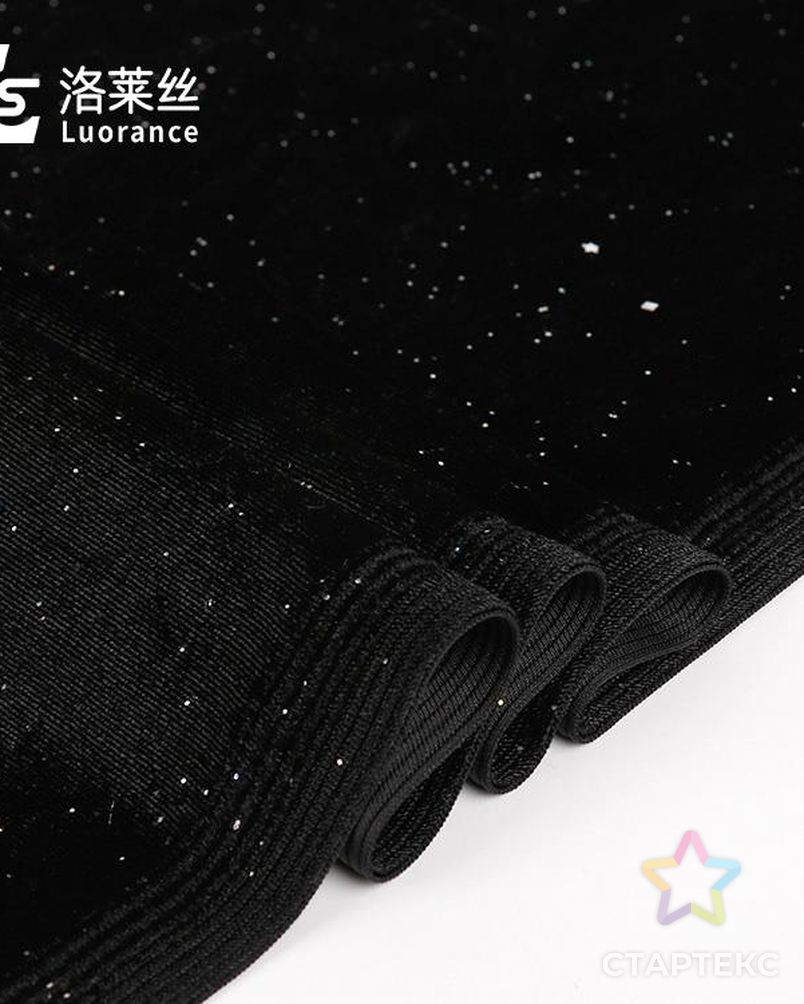 Оптовая продажа, блестящая бархатная блестящая ткань черного цвета с металлическим узором в виде звезд арт. АЛБ-1365-1-АЛБ000060717561849 2