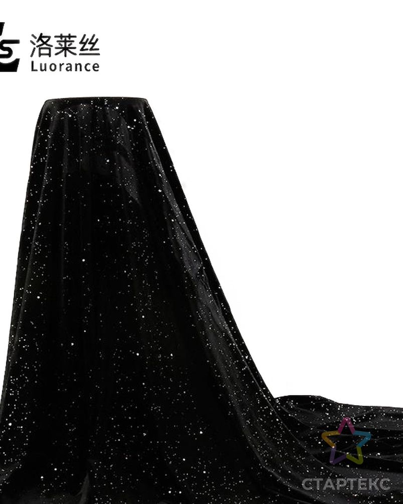 Оптовая продажа, блестящая бархатная блестящая ткань черного цвета с металлическим узором в виде звезд арт. АЛБ-1365-1-АЛБ000060717561849 6
