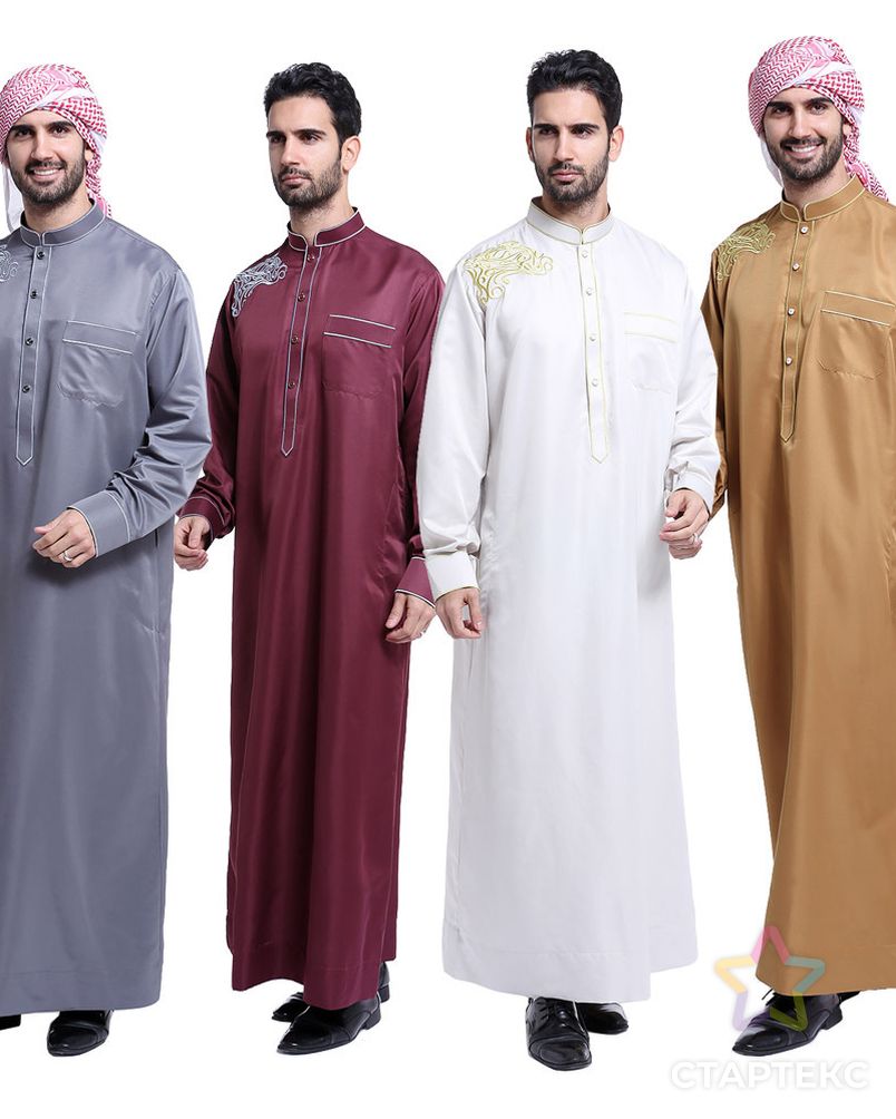 Новый стиль, мусульманская одежда, мужская ткань thobe, Арабская ткань thobe или jubba для мужчин арт. АЛБ-1397-1-АЛБ000060746785556 5