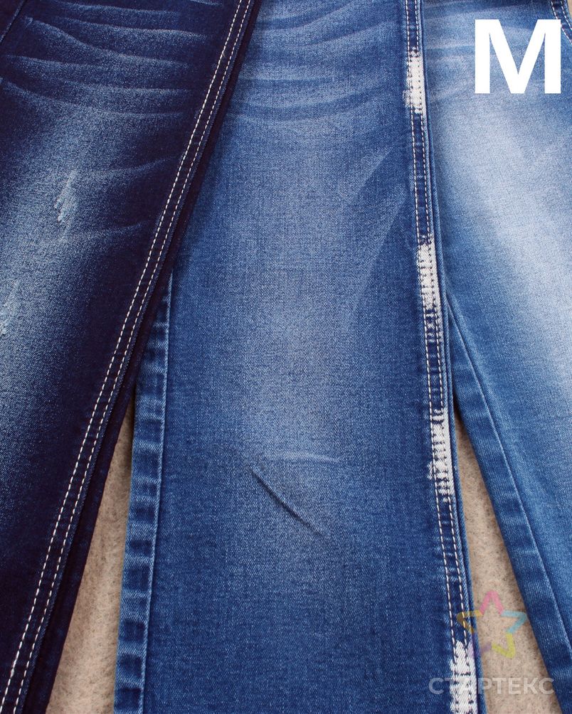 Стрейчевая джинсовая ткань из хлопка и полиэстера с высоким содержанием спандекса для женщин и детей арт. АЛБ-1421-1-АЛБ000060766641733