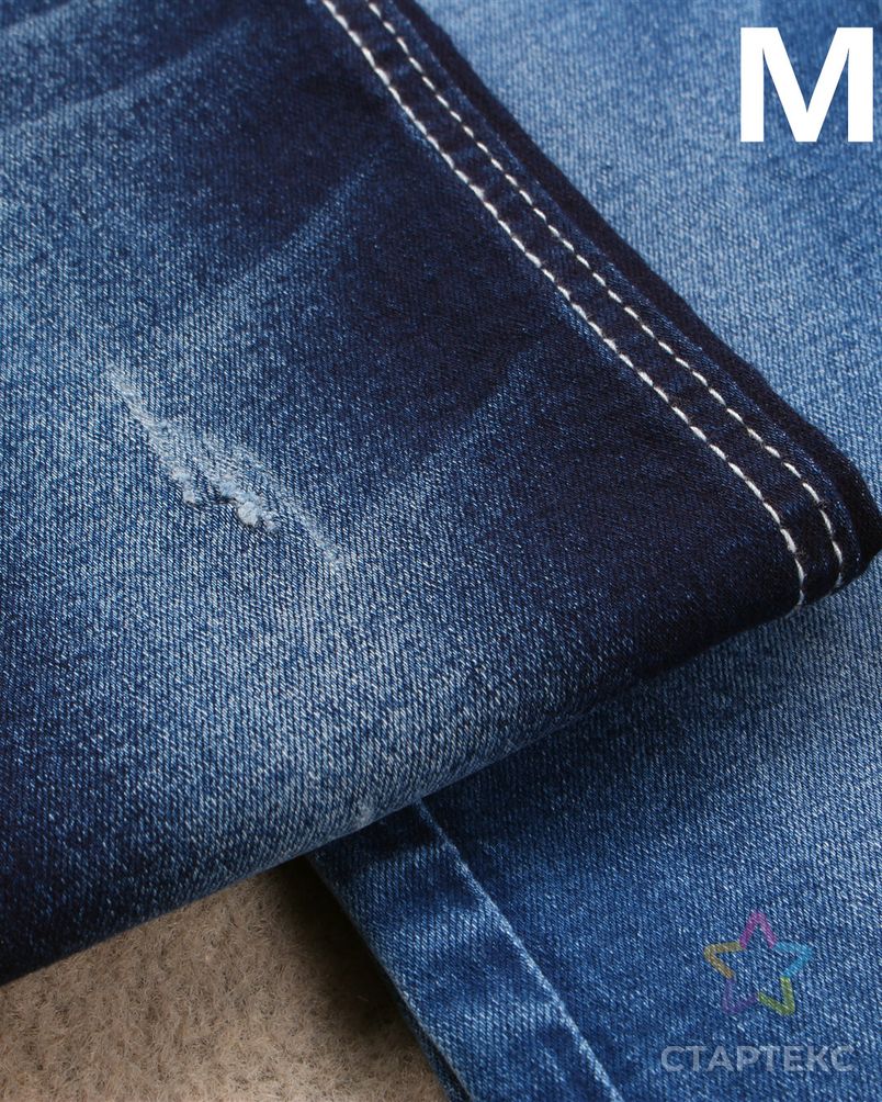 Стрейчевая джинсовая ткань из хлопка и полиэстера с высоким содержанием спандекса для женщин и детей арт. АЛБ-1421-1-АЛБ000060766641733 3