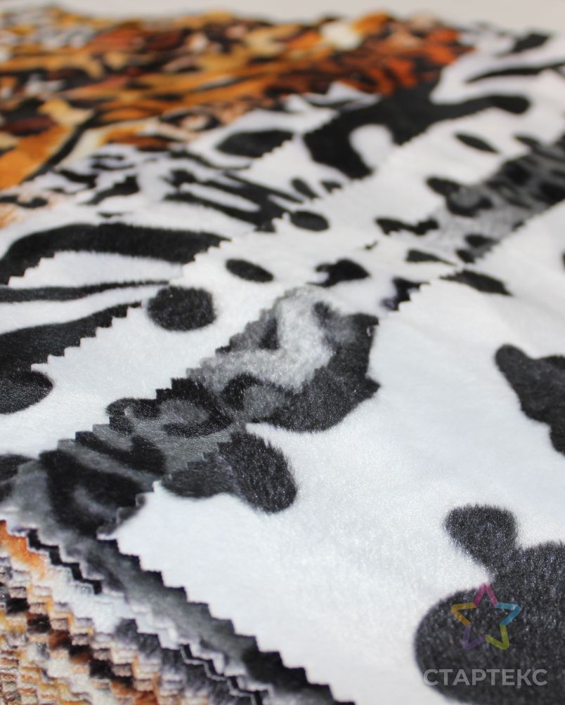 Бесплатный образец, 100% полиэстер, черно-белая Вельветовая ткань с рисунком животных, корова, принт для дивана арт. АЛБ-1643-1-АЛБ000062255650321 5