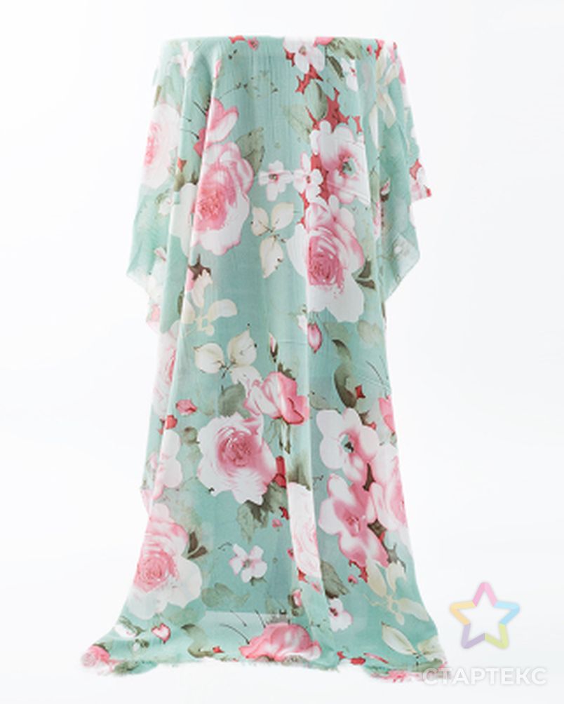 Высококачественная дышащая мягкая шифоновая ткань жоржет с цветочным принтом для женского платья арт. АЛБ-1719-1-АЛБ000062402875732 3