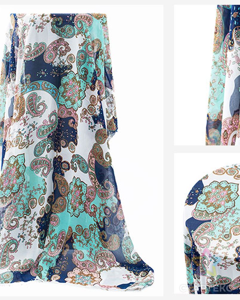 Высококачественная дышащая мягкая шифоновая ткань жоржет с цветочным принтом для женского платья арт. АЛБ-1719-1-АЛБ000062402875732 6