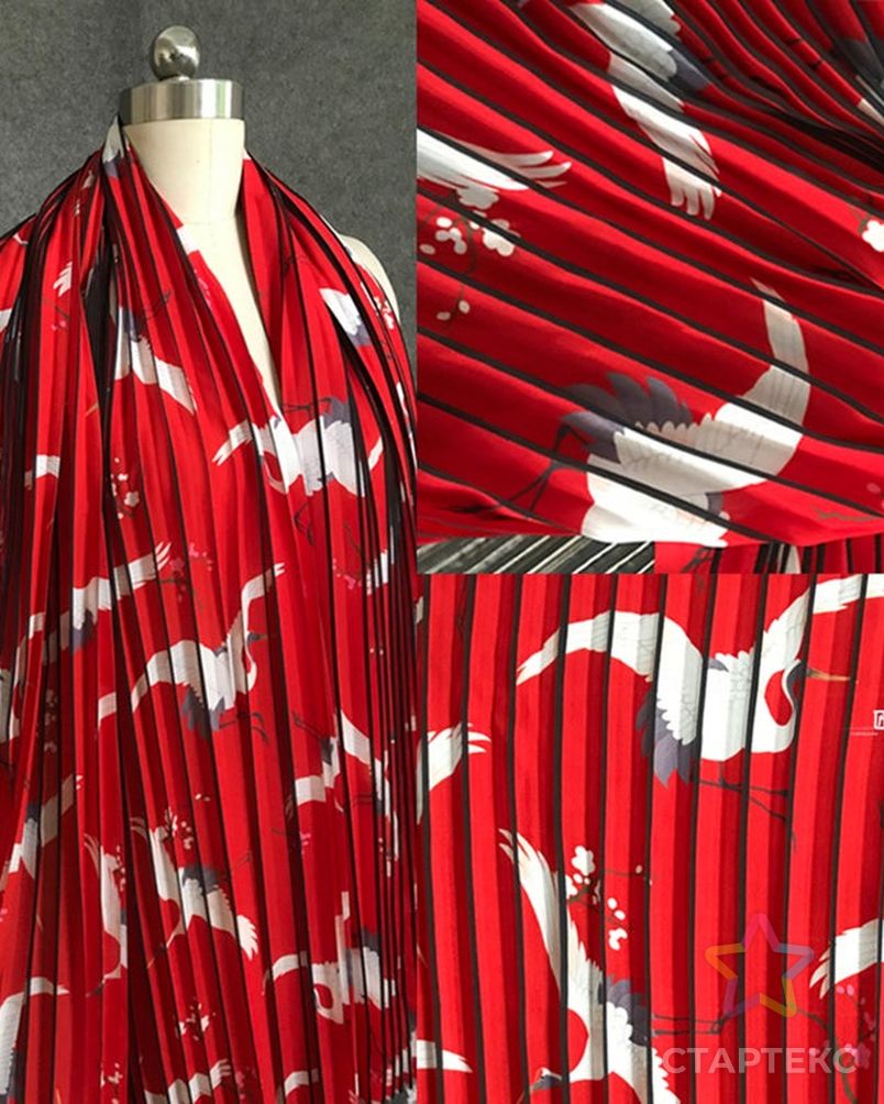 Высококачественная плиссированная атласная ткань для платья из 100% полиэстера с индивидуальным принтом арт. АЛБ-1735-1-АЛБ000062421554630 4
