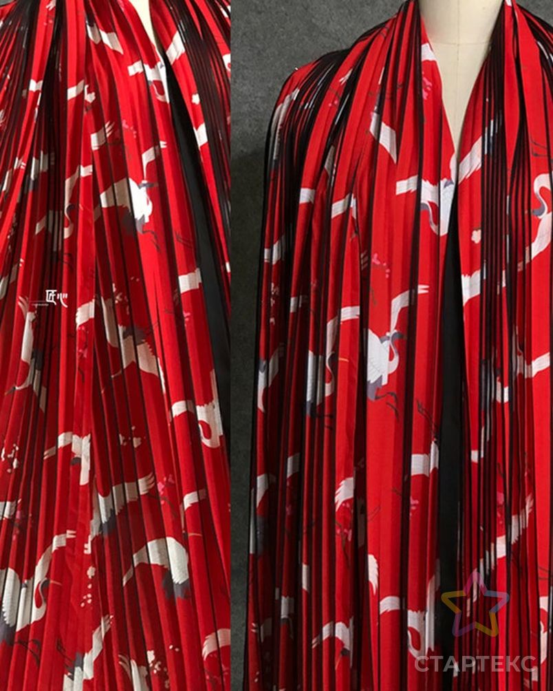 Высококачественная плиссированная атласная ткань для платья из 100% полиэстера с индивидуальным принтом арт. АЛБ-1735-1-АЛБ000062421554630 6