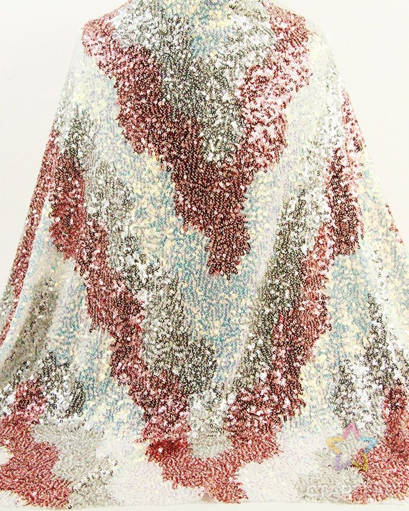 Вечернее платье с V-образной вышивкой и геометрическим рисунком, новая синяя ткань с блестками 3 мм, 2020 арт. АЛБ-1766-1-АЛБ000062452471447 4