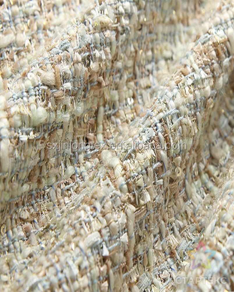2020 модная твидовая пряжа окрашенная шерстяная ткань с блестками арт. АЛБ-1882-1-АЛБ000062575536771 2