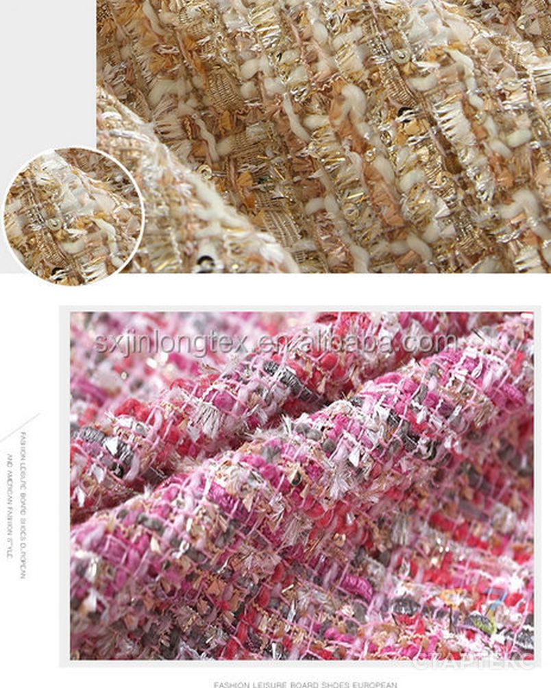 2020 модная твидовая пряжа окрашенная шерстяная ткань с блестками арт. АЛБ-1882-1-АЛБ000062575536771 5