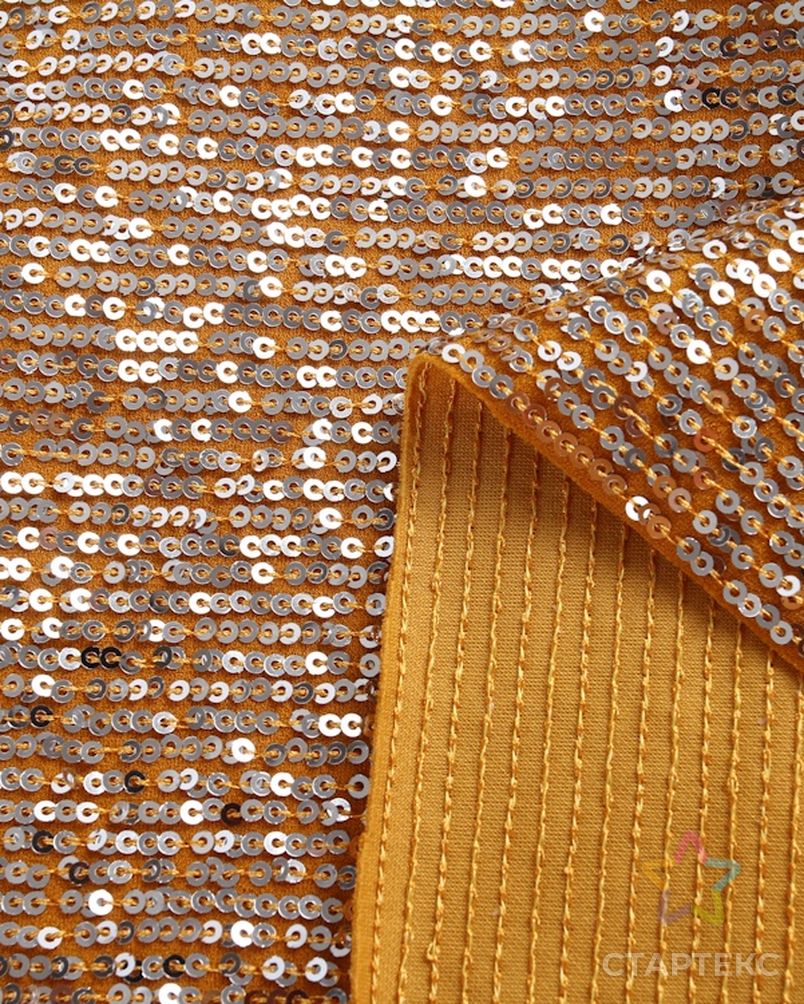 Креп-текстиль, двусторонние блестки, ткань с вышивкой и блестками арт. АЛБ-1894-1-АЛБ000062582371664 3