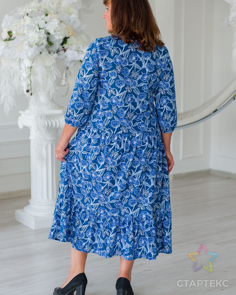 Платье женское из кулирки Софи синие цветы арт. АМД-2250-2-АМД17964928.00002 3