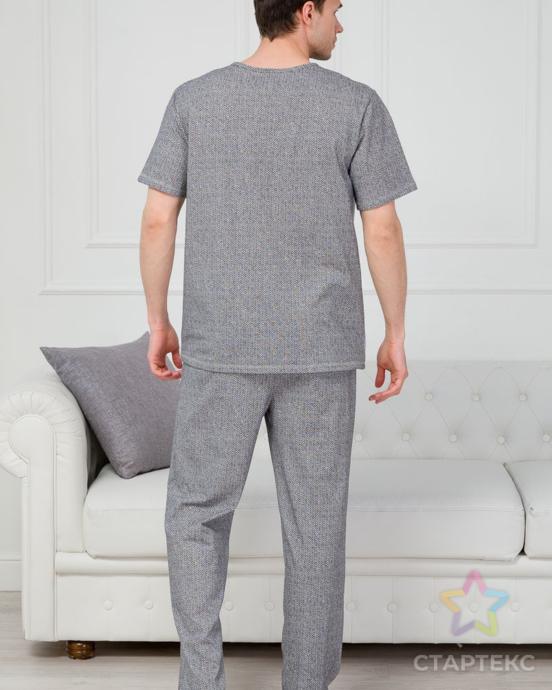 Пижама мужская из футболки с коротким рукавом и брюк из кулирки Макс ёлочка на сером макси арт. АМД-2752-2-АМД18077522.00002