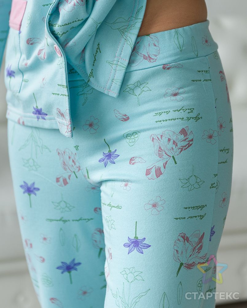 Пижама женская из жакета и брюк из футера Салли голубой, пудровый арт. АМД-2230-1-АМД17964887.00001 7