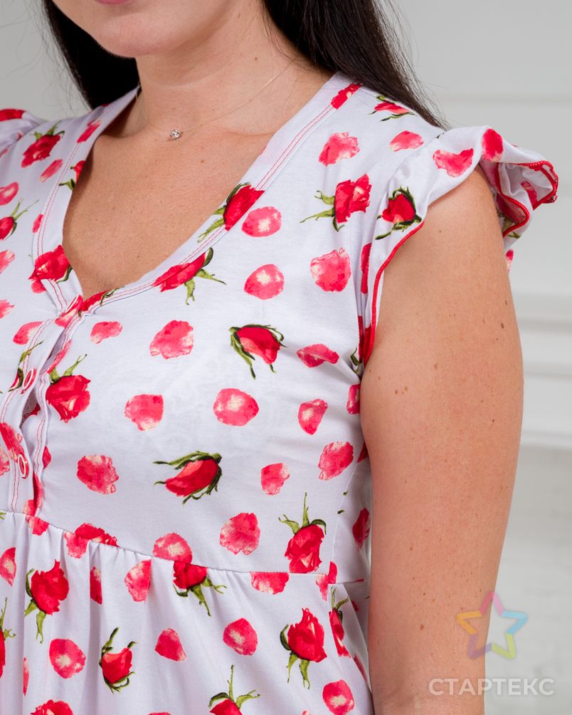 Ночная сорочка из кулирки Анита розы на белом арт. АМД-3143-5-АМД18090318.00005 6