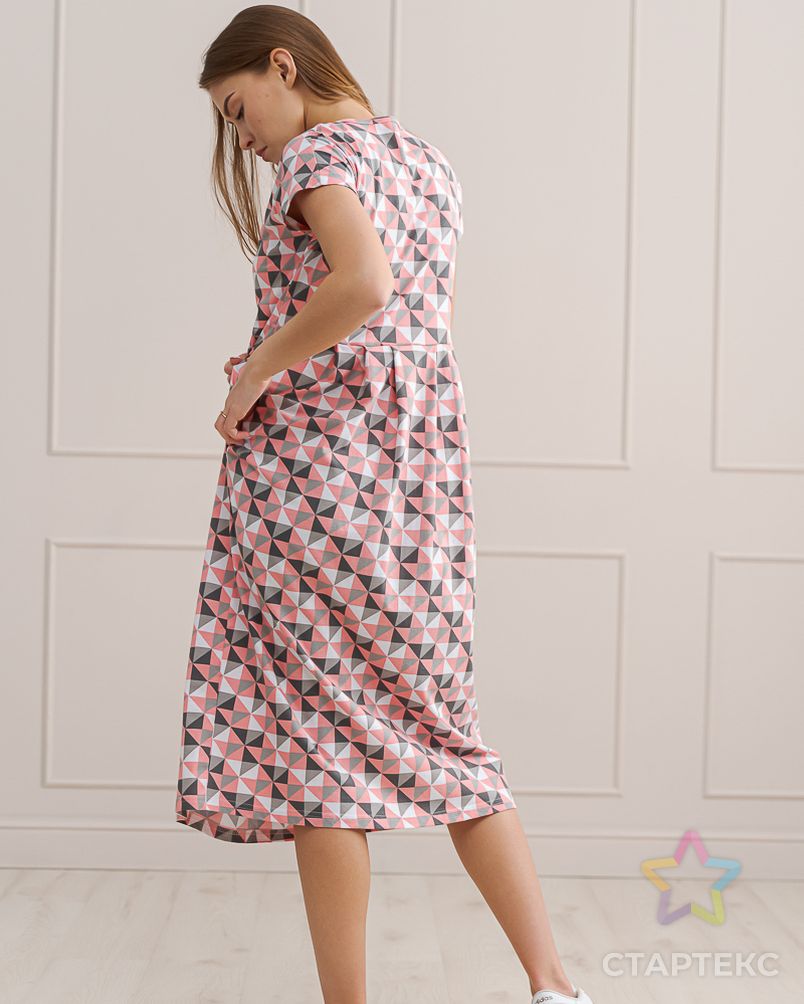 Платье женское из кулирки Синтия серо-розовый ромб арт. АМД-2707-4-АМД18076986.00004