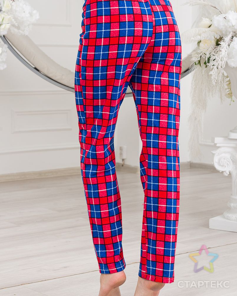 Брюки женские пижамные из кулирки красно-синий арт. АМД-2491-6-АМД18045329.00006