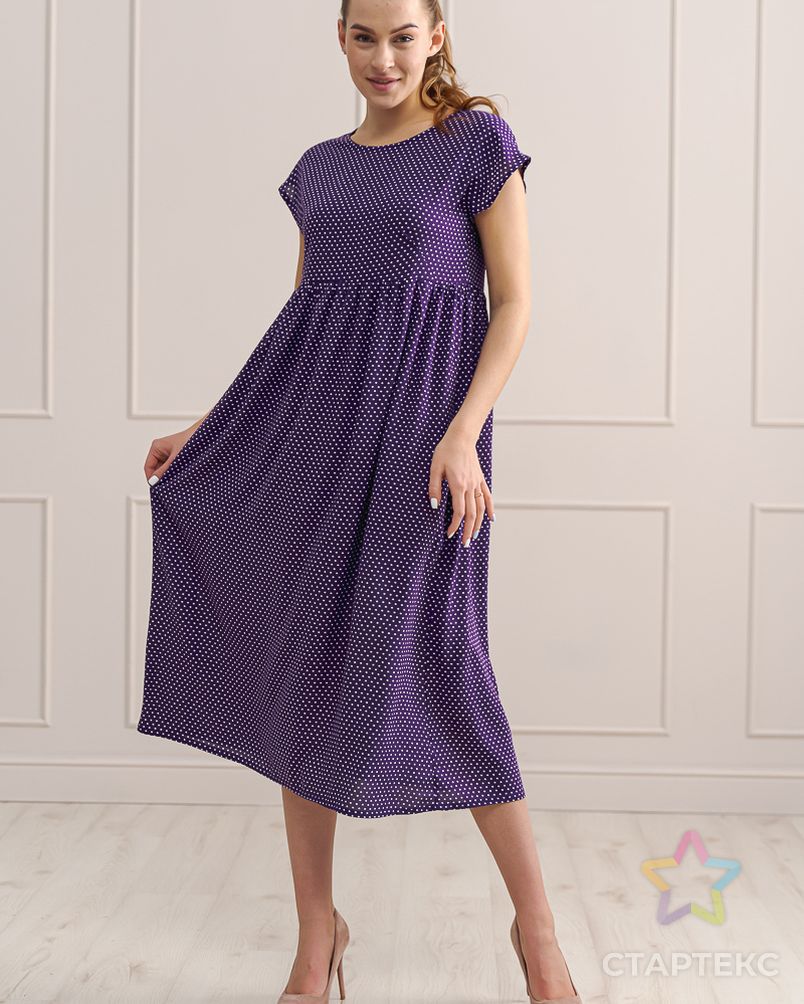 Платье женское из штапеля Лолита горох на фиолетовом арт. АМД-2702-8-АМД18076981.00008 3
