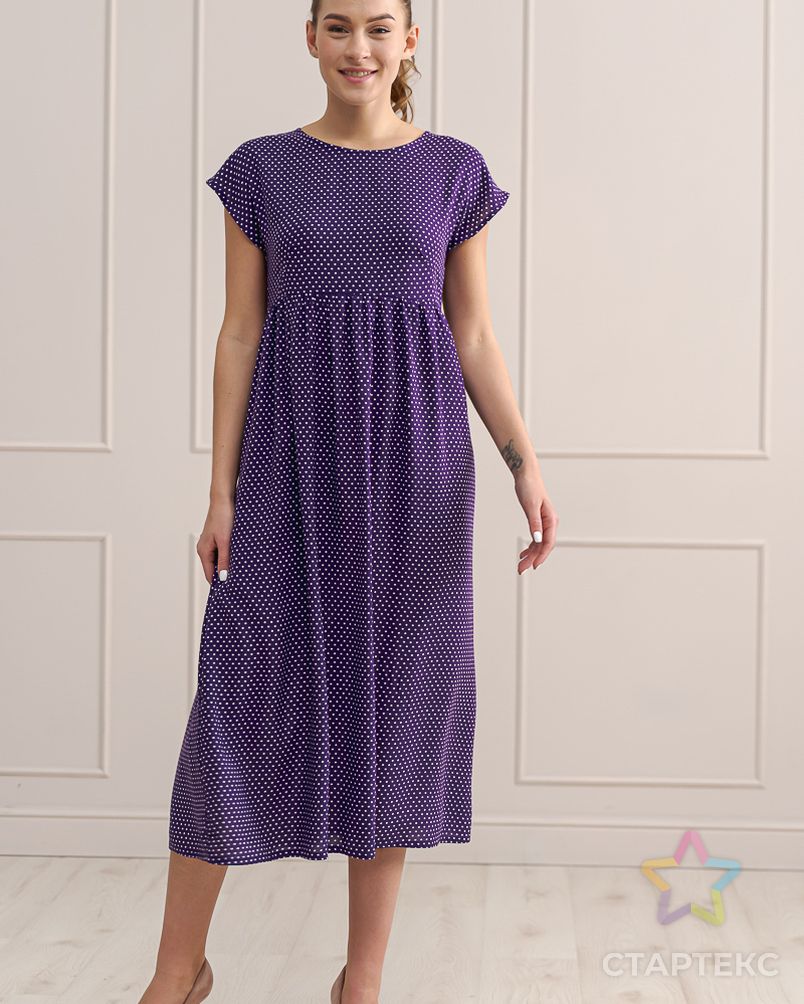 Платье женское из штапеля Лолита горох на фиолетовом арт. АМД-2702-3-АМД18076981.00003 5
