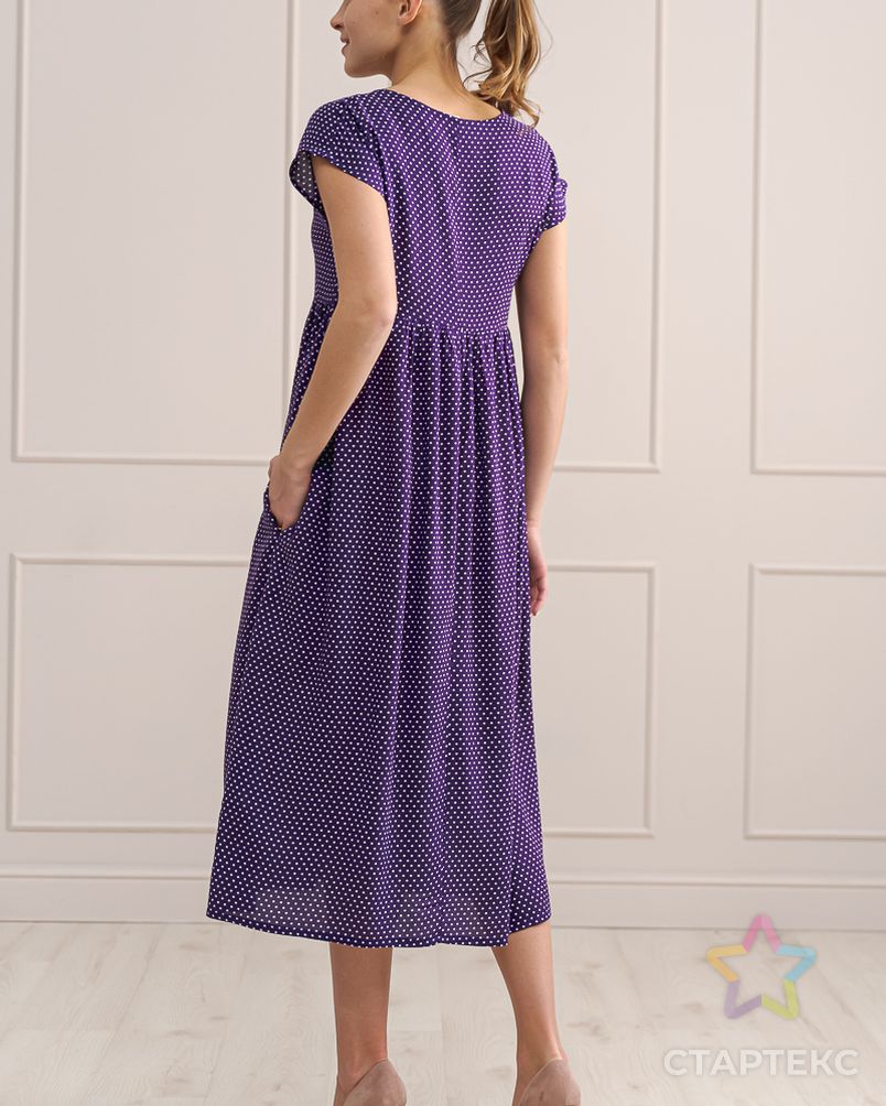 Платье женское из штапеля Лолита горох на фиолетовом арт. АМД-2702-6-АМД18076981.00006 7