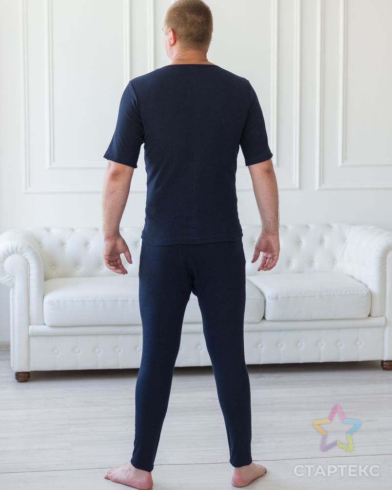Комплект мужской из футболки и кальсон из кашкорсе темно-синий арт. АМД-2028-4-АМД17942705.00004 3