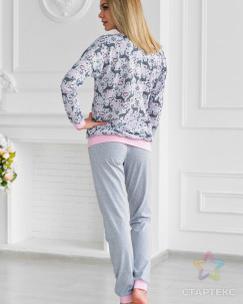 Пижама женская из джемпера и брюк из кулирки Олененок розовый арт. АМД-109-2-АМД17926583.00002