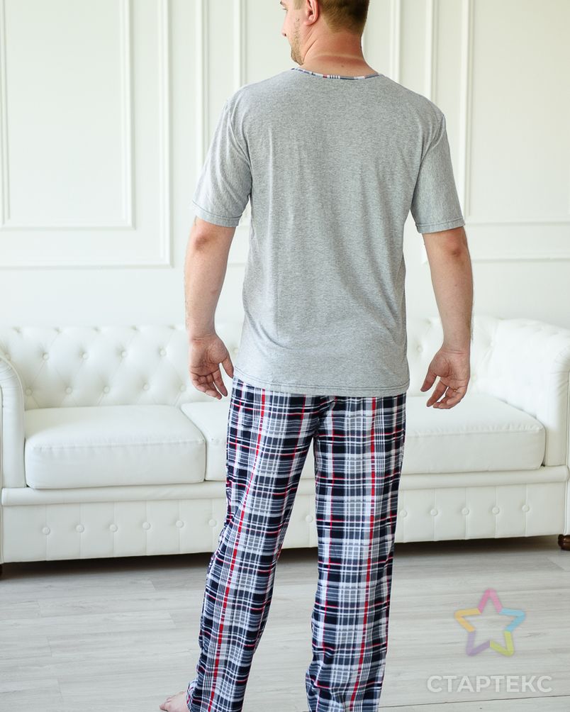 Пижама мужская из футболки с коротким рукавом и брюк из кулирки Француа клетка арт. АМД-1620-6-АМД17929562.00006 3