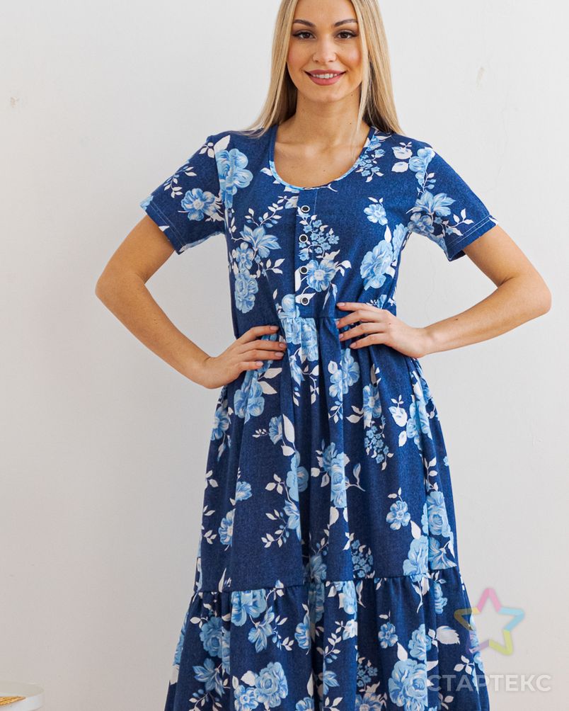 Платье женское с рукавами из кулирки Шейла голубой пион арт. АМД-375-3-АМД17926849.00003 3