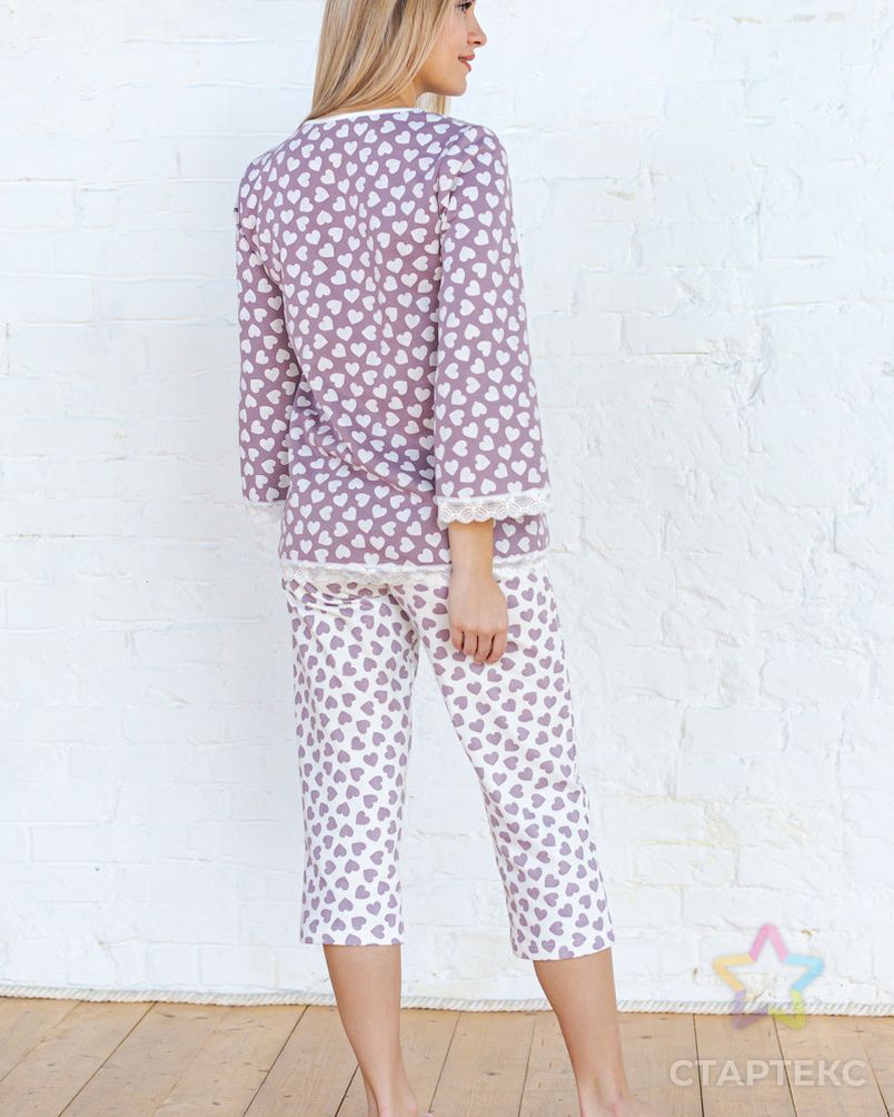 Пижама женская из футера Капучино с бриджами арт. АМД-1334-3-АМД17927808.00003 3