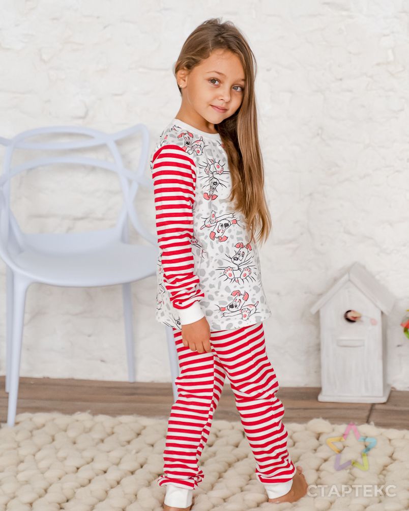 Пижама детская комбинированная из футера и интерлока Тейлор молочный, красный, щенок арт. АМД-158-4-АМД17926632.00004 4