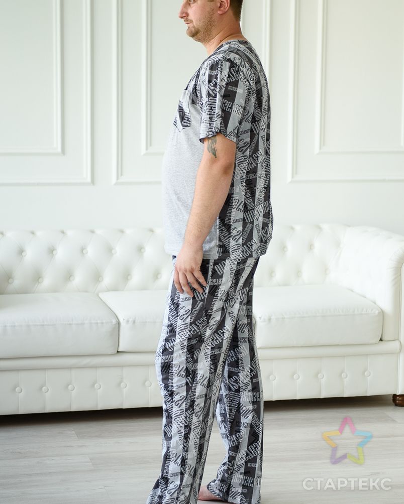 Пижама мужская из футболки с коротким рукавом и брюк из кулирки Макс темно-серый арт. АМД-1537-4-АМД17929479.00004 2