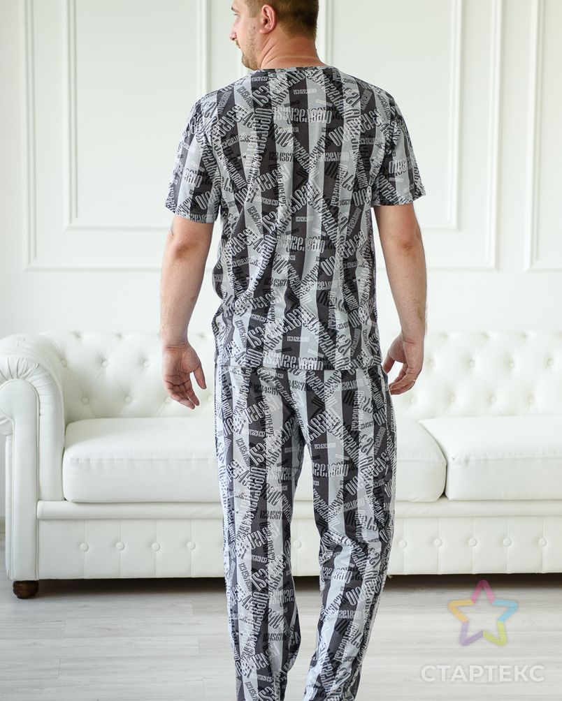 Пижама мужская из футболки с коротким рукавом и брюк из кулирки Макс темно-серый арт. АМД-1537-6-АМД17929479.00006 3