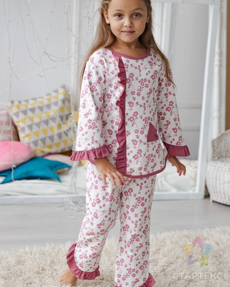 Пижама детская Катя розовые цветы на белом арт. АМД-1659-1-АМД17929601.00001