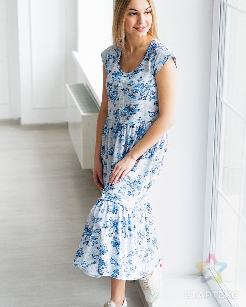 Платье женское из кулирки Верена цветы арт. АМД-1130-1-АМД17927604.00001