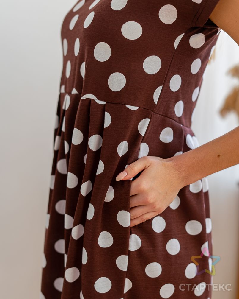 Платье женское из кулирки Синтия горох на коричневом арт. АМД-664-3-АМД17927138.00003 6