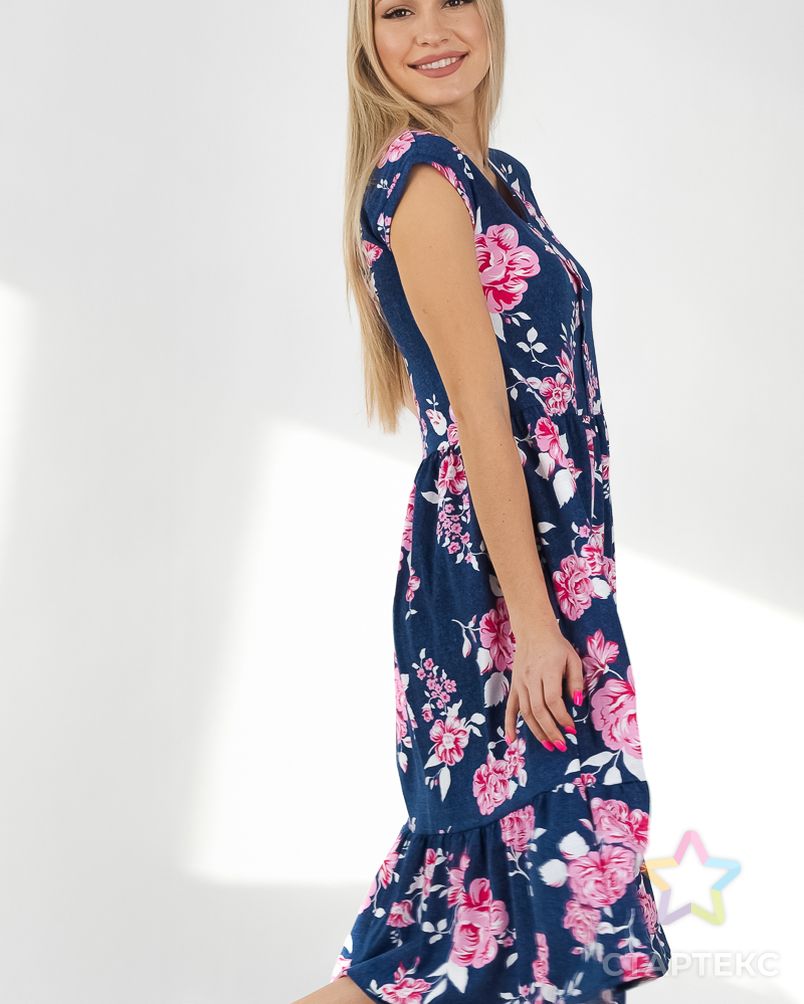 Платье женское из кулирки Шарлотта розовые пионы арт. АМД-132-6-АМД17926606.00006 2