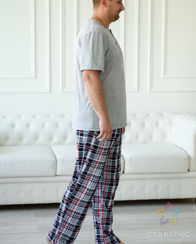 Пижама мужская из футболки с коротким рукавом и брюк из кулирки Француа клетка макси арт. АМД-1598-1-АМД17929540.00001 2