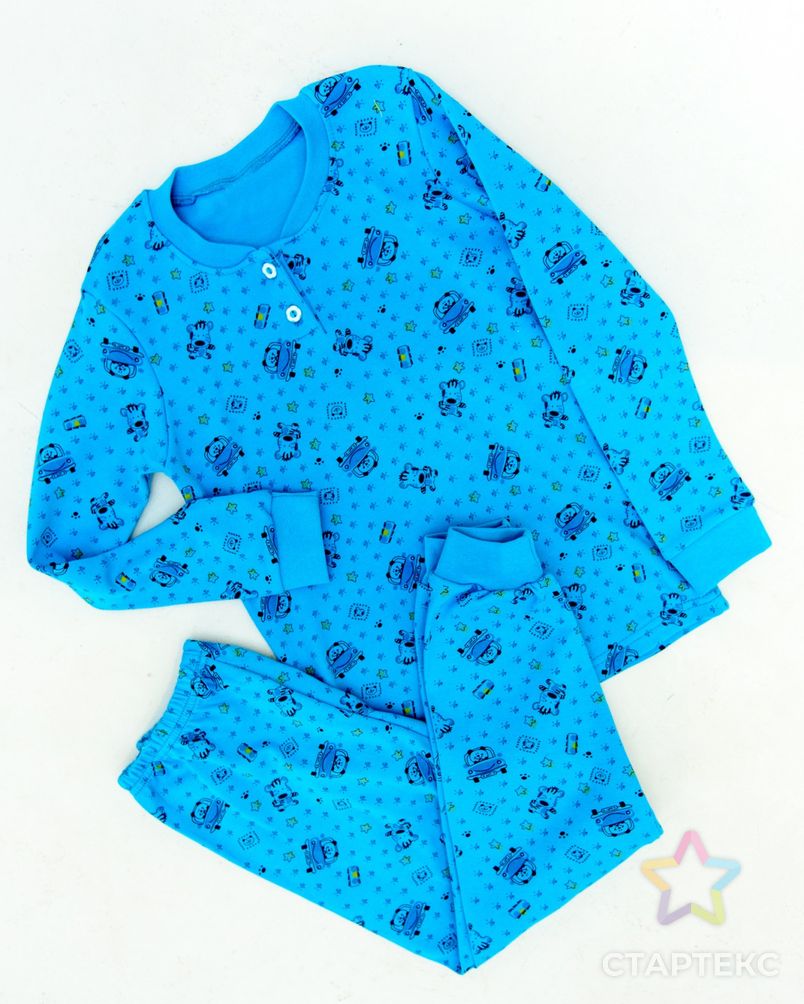 Пижама детская из интерлока Мишка синий арт. АМД-1423-3-АМД17927897.00003