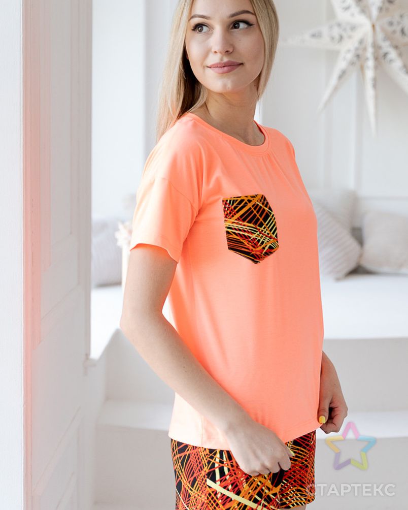 Костюм домашний женский из футболки и шорт из кулирки Колибри 3 оранжевый арт. АМД-1209-3-АМД17927683.00003 2
