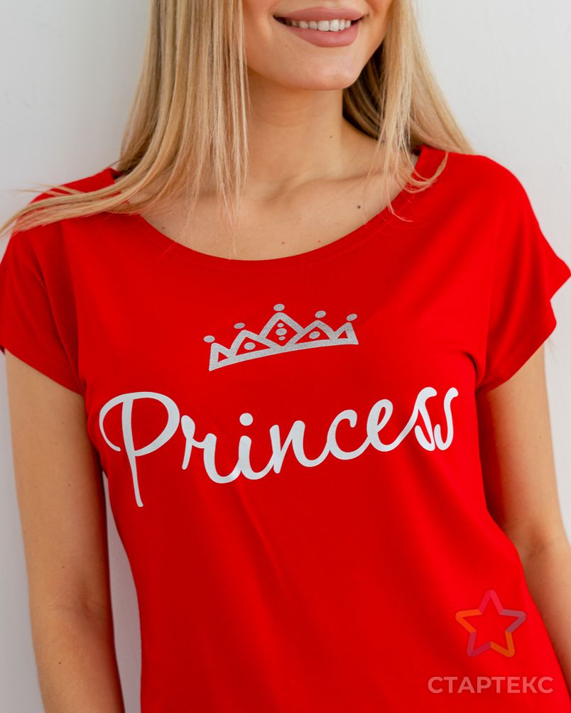 Комплект женский из футболки и шорт из кулирки Принцесса белая клетка, красный арт. АМД-1109-6-АМД17927583.00006