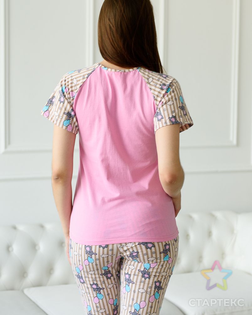 Костюм детский из футболки и бридж из кулирки Нега розовый, бежевый арт. АМД-1226-1-АМД17927700.00001