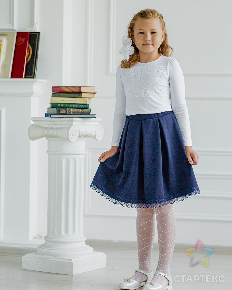 Юбка т-синяя с кружевом - Dress Code в школу арт. АМД-350-2-АМД17926824.00002