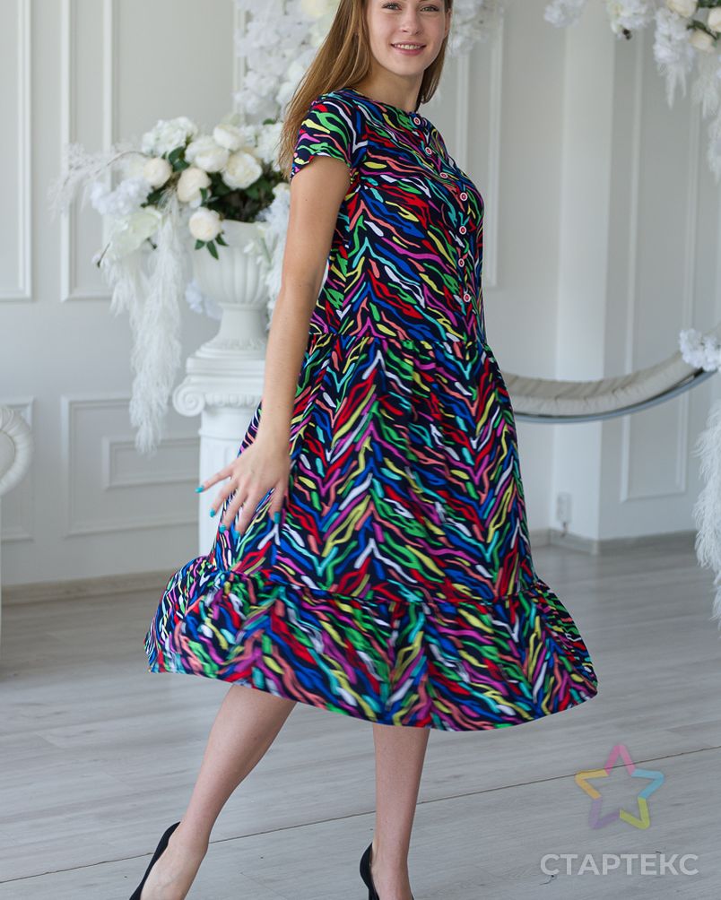 Платье женское из кулирки Кармелита цветные полосы арт. АМД-2098-2-АМД17953168.00002 5