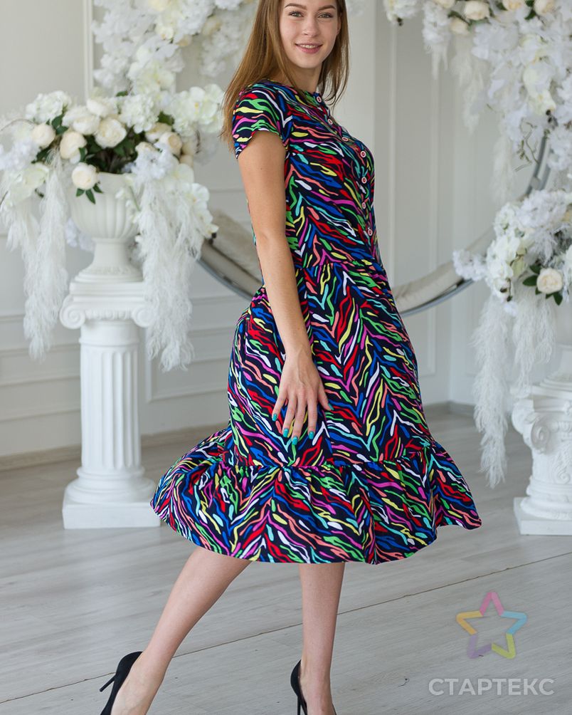 Платье женское из кулирки Кармелита цветные полосы арт. АМД-2098-2-АМД17953168.00002 6